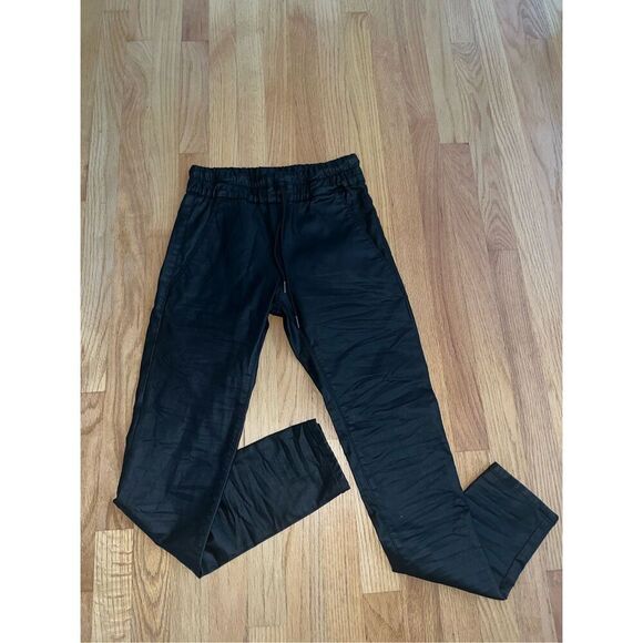 Bevy Flog Shely Vegan Leather Drawstring Pants Black 25 - Picture 2 of 7